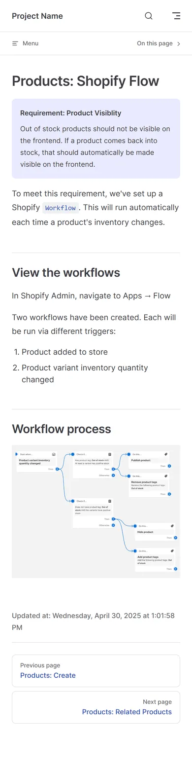 Example documentation site provided by The Refinery